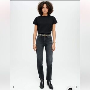 ReDone High Rise Stovepipe Denim in Faded Black